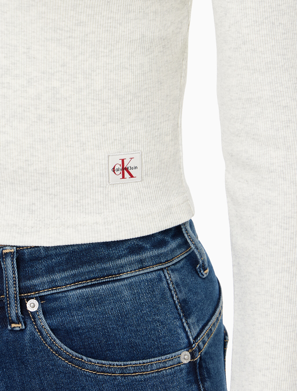 Buy 여성 우븐라벨 베이비립 가디건 in color VANILLA HEATHER