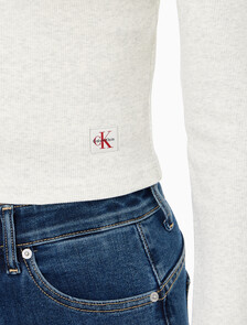 Buy 여성 우븐라벨 베이비립 가디건 in color VANILLA HEATHER