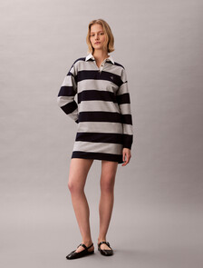 Buy 여성 바시티 스트라이프 미니 폴로 드레스 in color BARITONE BLUE