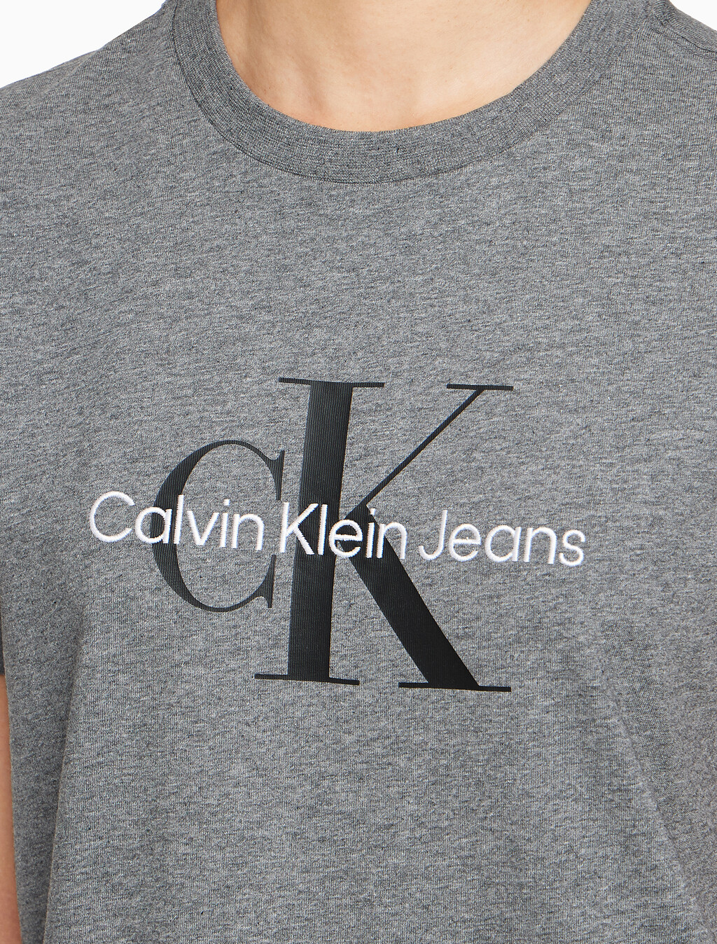 Buy 여성 히어로 모노로고 크루넥 반팔 티셔츠 in color MEDIUM GREY HEATHER