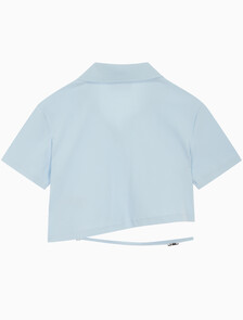 Buy 여성 로고 컷아웃 크롭 폴로 티셔츠 in color KEEPSAKE BLUE