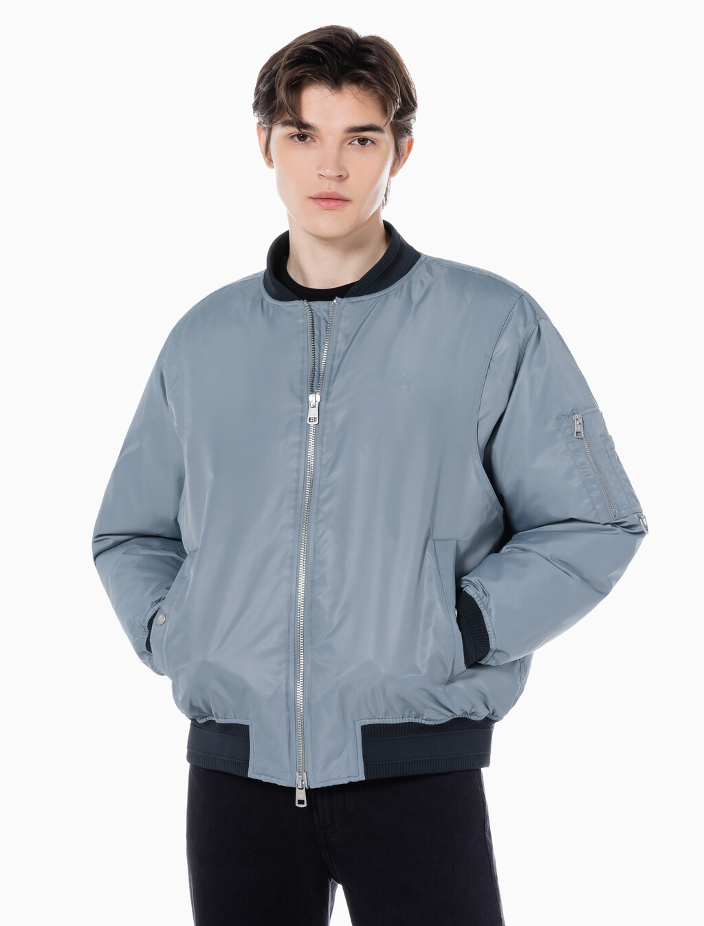 Buy 남성 후디 보머 다운 자켓 in color GREY