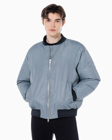 Buy 남성 후디 보머 다운 자켓 in color GREY