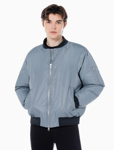 Buy 남성 후디 보머 다운 자켓 in color GREY