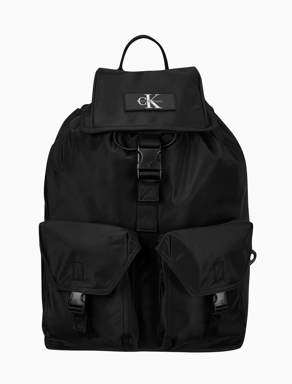 Buy CKJ 리버서블 플랩 투포켓 백팩 in color BLACK