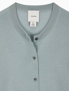 Buy 여성 롱슬리브 테크 메리노 울 가디건 in color KHAKI GREY