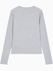 Buy 여성 모노그램 롱슬리브 헨리넥 티셔츠 in color HEROIC GREY HEATHER