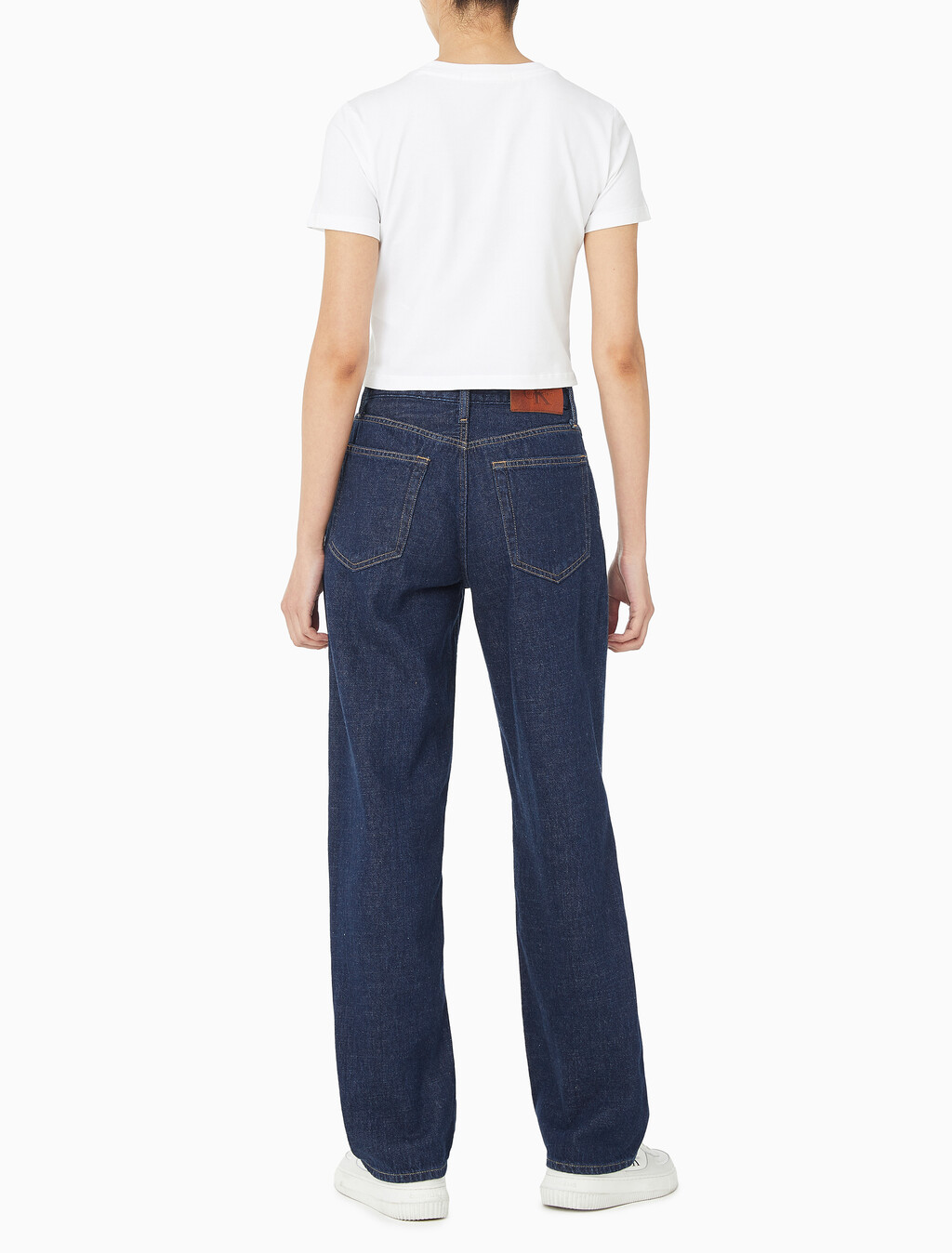 Buy 여성 90's 스트레이트핏 린스 린넨 데님 in color DARK INDIGO LINEN