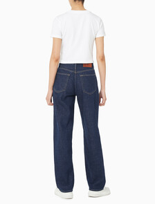 Buy 여성 90's 스트레이트핏 린스 린넨 데님 in color DARK INDIGO LINEN