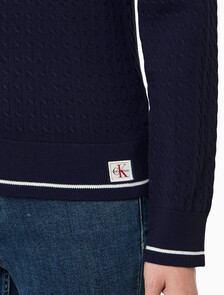 Buy 여성 우븐라벨 케이블 가디건 in color Evening Blue