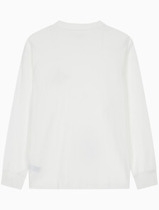 Buy 남녀공용 릴렉스핏 모노그램 로고 긴팔 티셔츠 in color BRIGHT WHITE