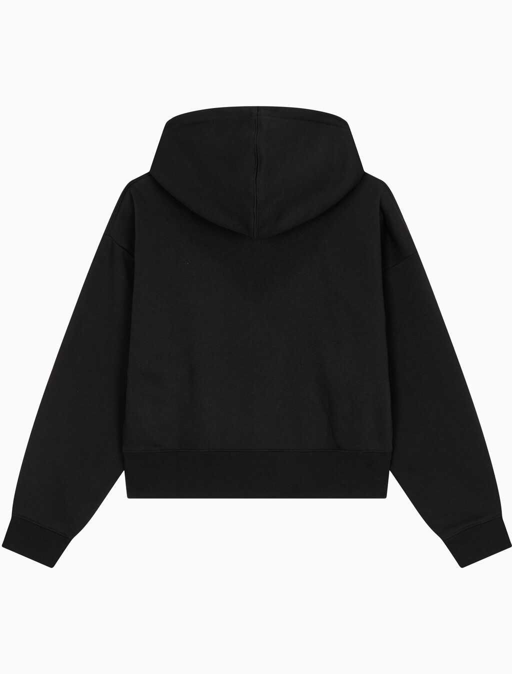 Buy 여성 아카이브 릴렉스핏 CK 스몰 로고 크롭 기모 후드 집업 in color BLACK