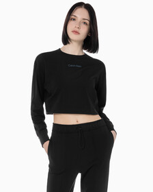 Buy 여성 에센셜 크롭 긴팔 티셔츠 in color BLACK
