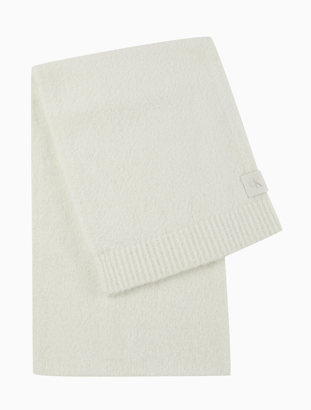 Buy 남녀공용 모노그램 패치 로고 부클 머플러 in color Ivory