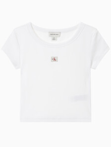 Buy 여성 우븐라벨 립 베이비 티 in color BRILLIANT WHITE