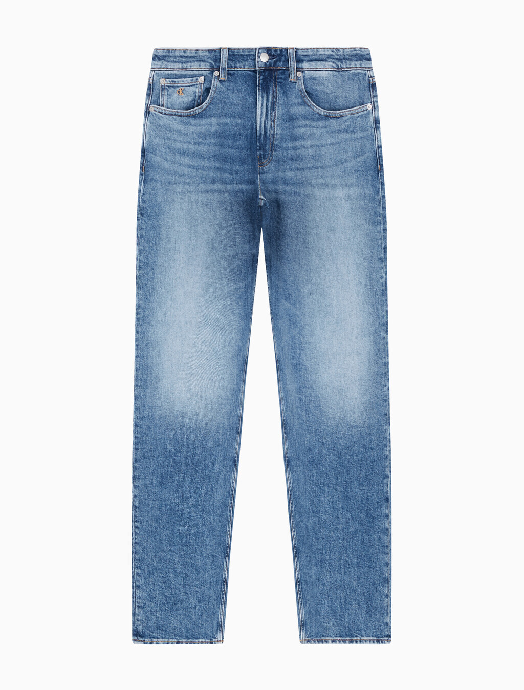 Buy 남성 어센틱 스트레이트핏 미드블루 이탈리안 데님 in color MID BLUE BACK EMBRO