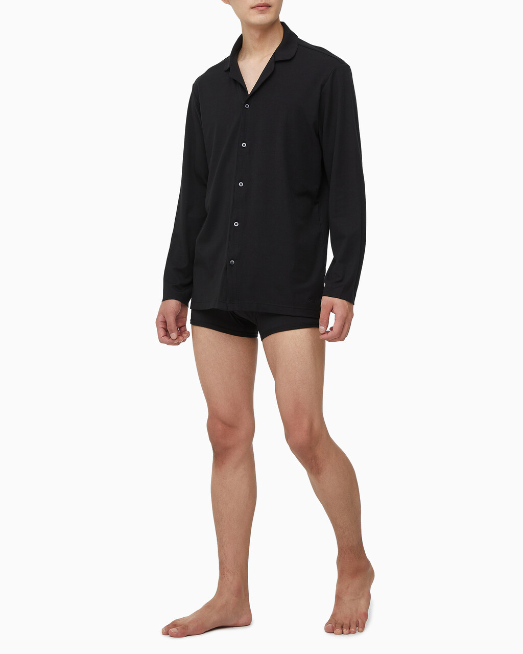 Buy 남성 CK 블랙 슬립 롱 슬리브 셔츠 in color BLACK