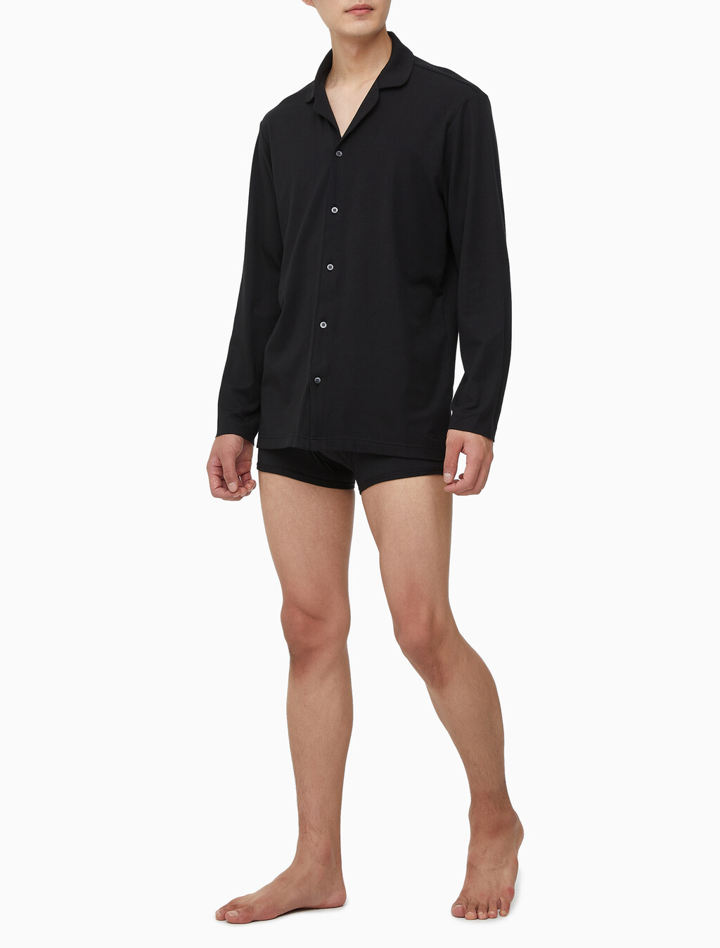 Buy 남성 CK 블랙 슬립 롱 슬리브 셔츠 in color BLACK