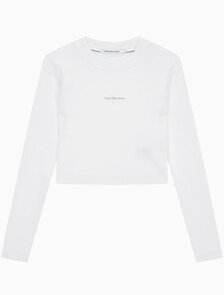 Buy 여성 롱슬리브 모노그램 베이비 티 in color BRIGHT WHITE
