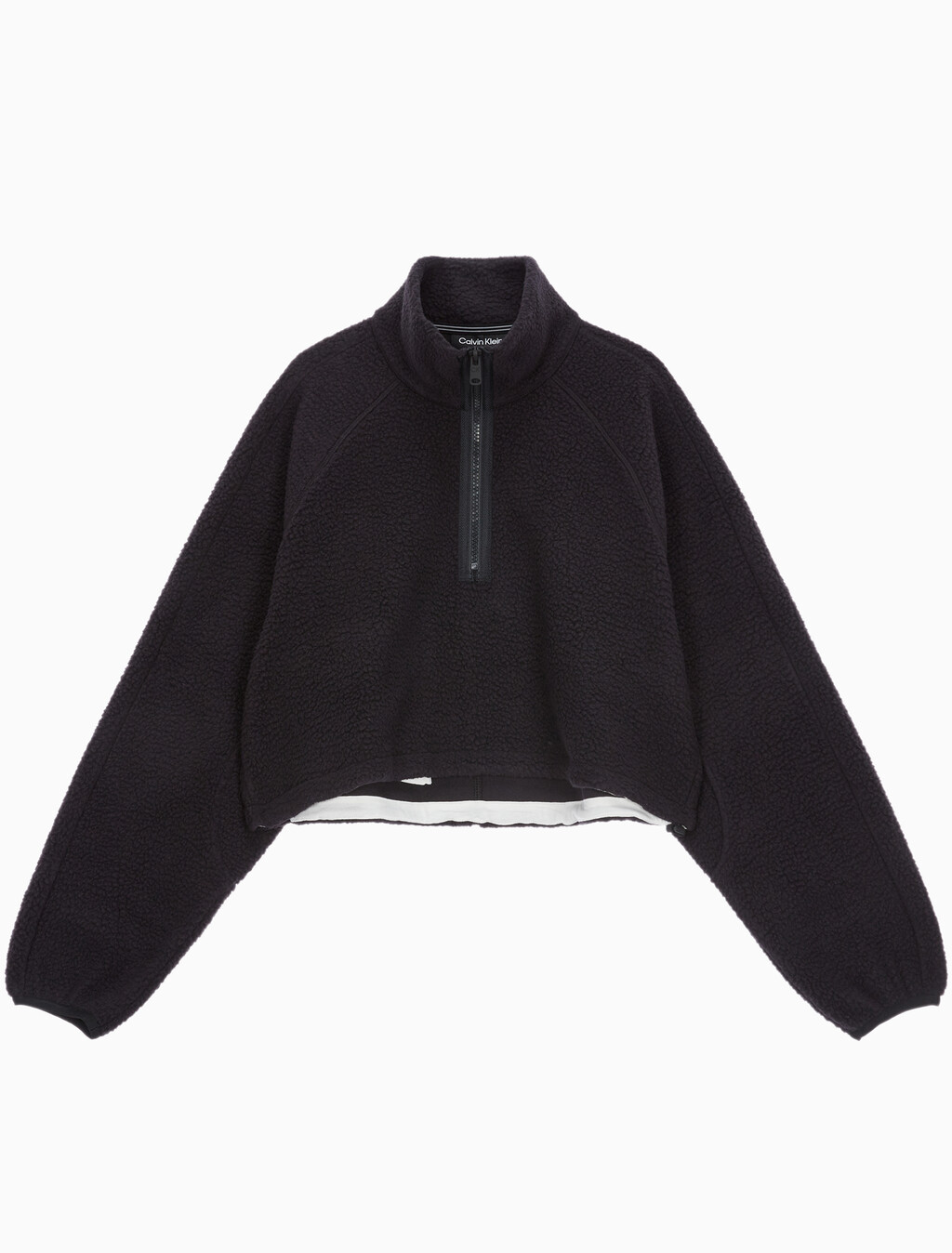 Buy 여성 릴랙스핏 쉐르파 크롭 풀오버 in color BLACK