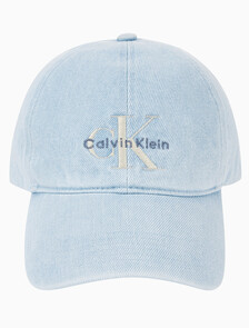 Buy 남녀공용 CKJ 모노그램 데님 베이스볼 캡 in color LIGHT BLUE