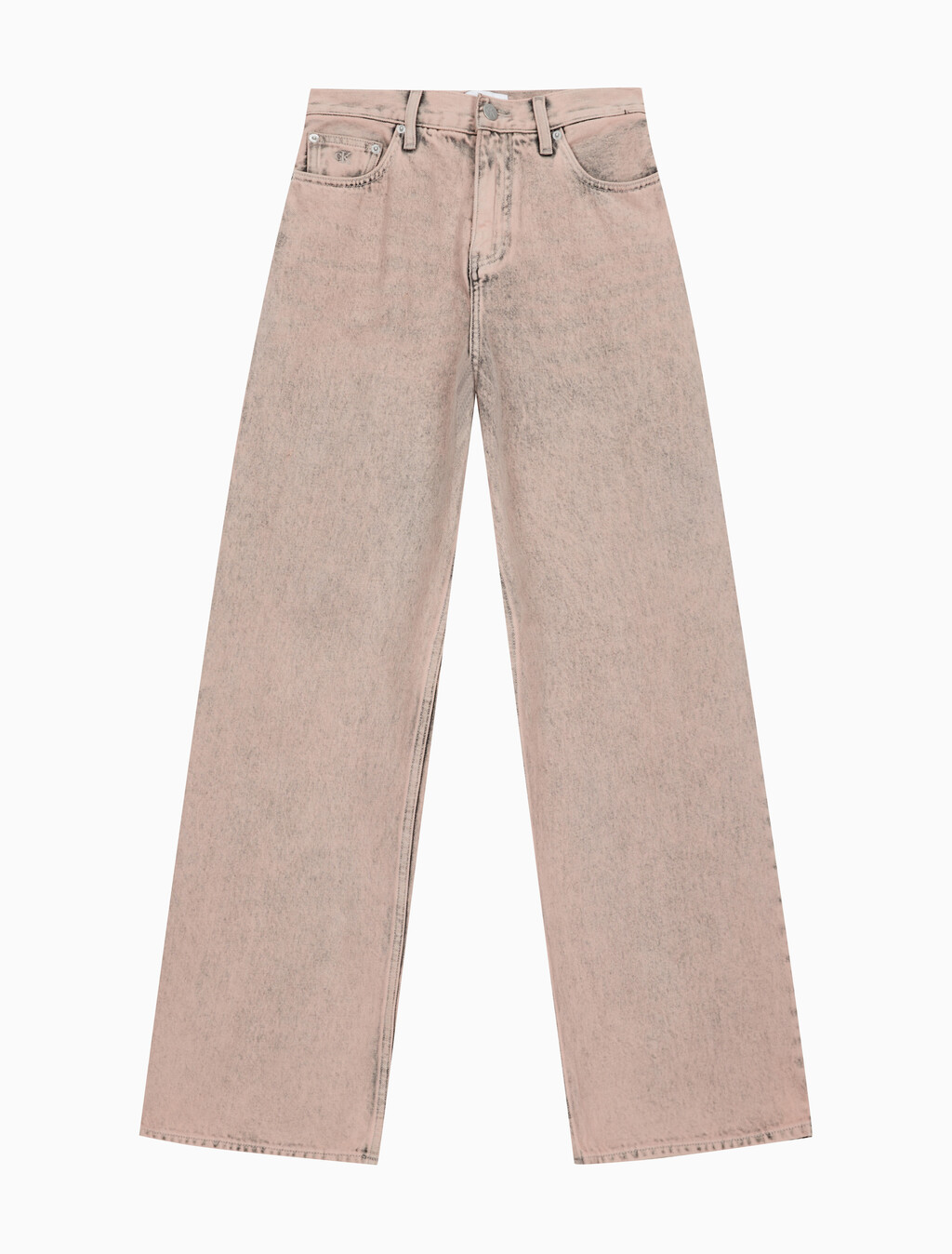 Buy 여성 하이라이즈 릴렉스핏 얼스 핑크 칼라 데님 in color MID BLUE BACK EMBRO