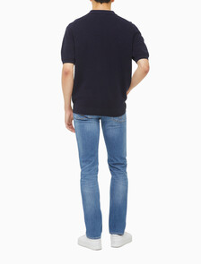 Buy 남성 엠브로이더리 로고 폴로 반팔 스웨터 in color NIGHT SKY