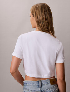 Buy 여성 모노로고 크롭드 타이 티 in color BRIGHT WHITE