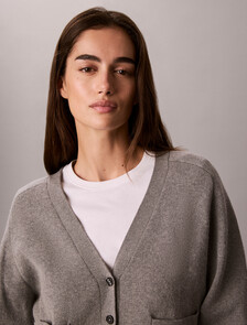 Buy 여성 울 코튼 라글란 가디건 in color MEDIUM GREY HEATHER
