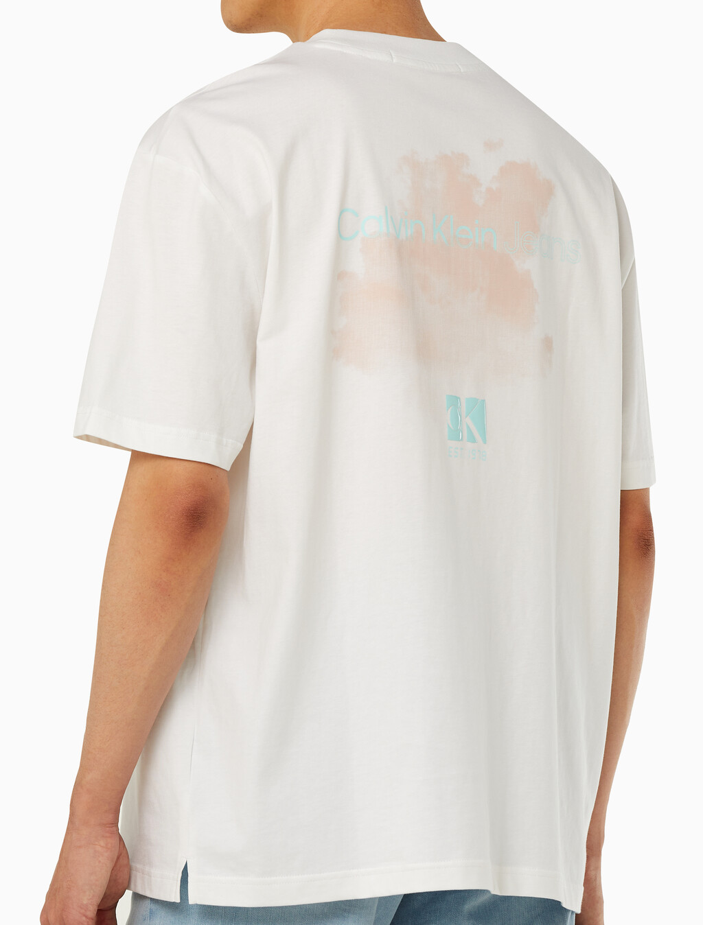 Buy 남녀공용 디퓨즈 그래픽 반팔 티셔츠 in color BRIGHT WHITE