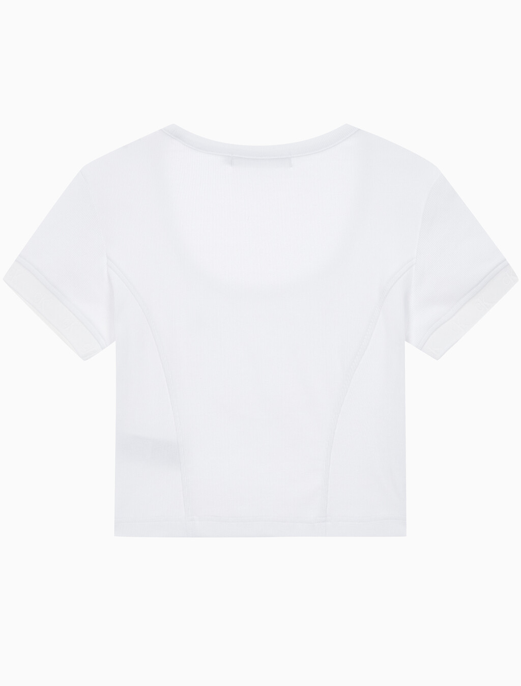 Buy 여성 엠보스 로고 U넥 크롭 반팔 티셔츠 in color BRIGHT WHITE