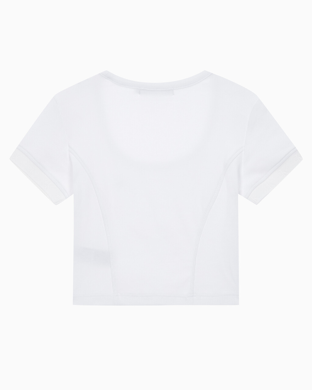 Buy 여성 엠보스 로고 U넥 크롭 반팔 티셔츠 in color BRIGHT WHITE