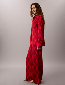 Buy 여성 새틴 쉬인 AOP 셔츠 in color ARGYLE 25+ESTABLISHED RED WHITE