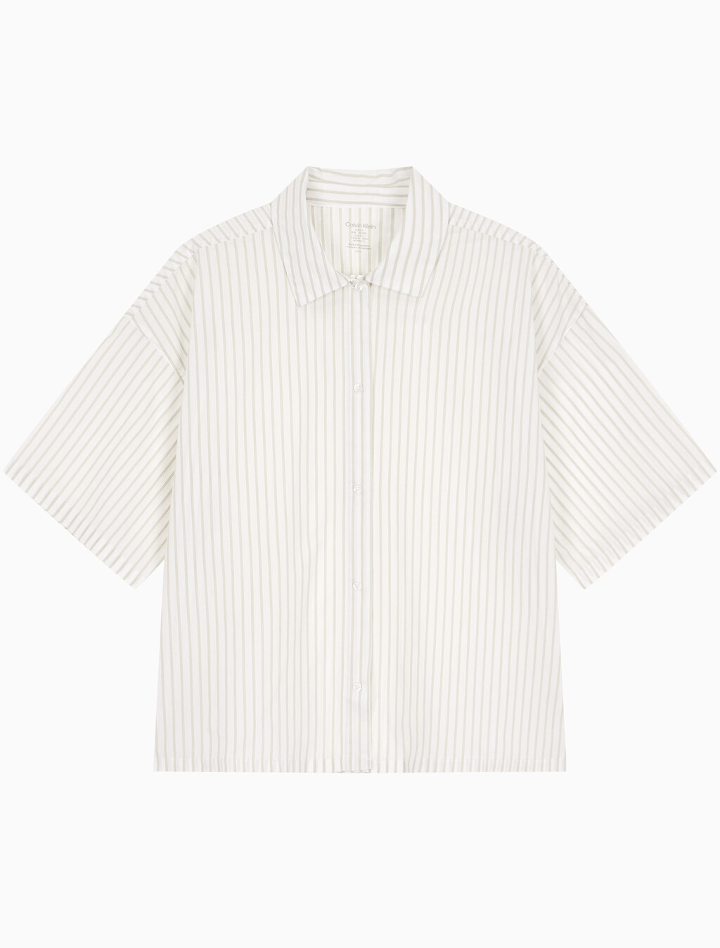 Buy 여성 코튼 포플린 슬립웨어 반팔 셔츠 in color STEADY STRIPE_PELICAN