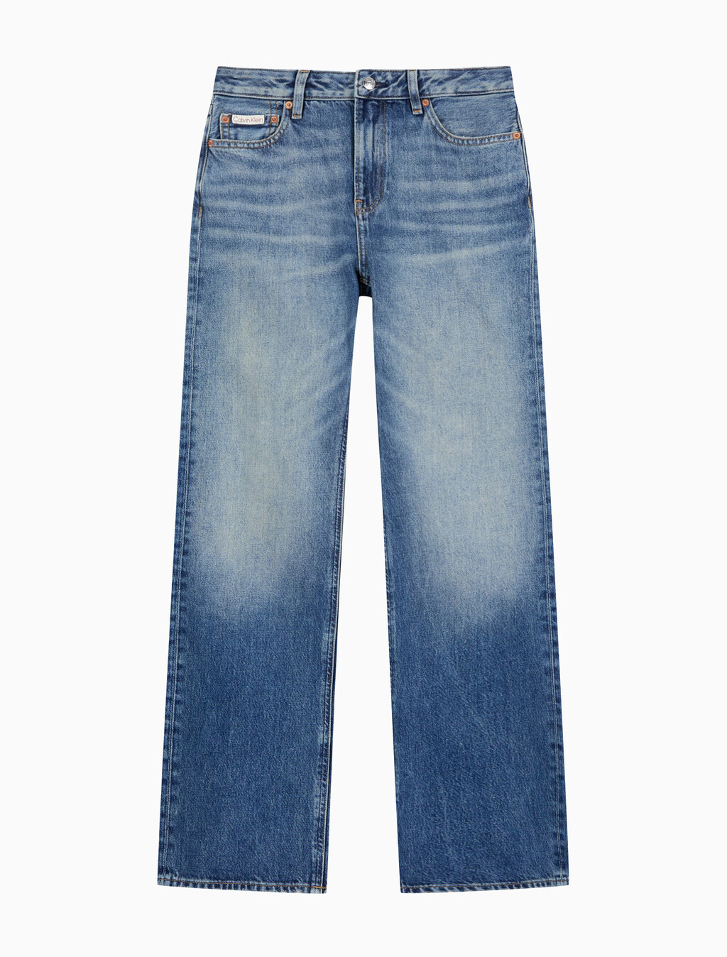 Buy 여성 시그니처 90S 스트레이트핏 미드블루 데님 in color Mid blue