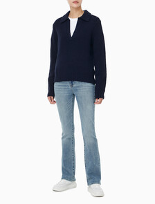 Buy 여성 L/S 부클레 폴로 in color DARK SAPPHIRE