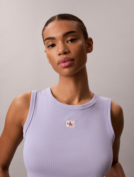 여성 우븐라벨 베이비립 탱크