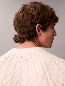 Buy 남성 램스울 블랜드 케이블 크루넥 스웨터 in color ANTIQUE WHITE