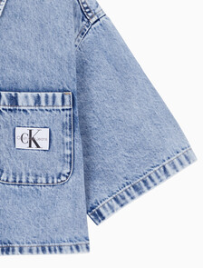 Buy 여성 반팔 데님 셔츠 in color CHALKY BLUE