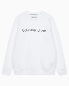 Buy 남성 레귤러핏 인스티튜셔널 로고 기모 스웨트셔츠 in color BRIGHT WHITE