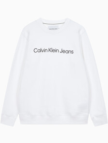 Buy 남성 레귤러핏 인스티튜셔널 로고 기모 스웨트셔츠 in color BRIGHT WHITE