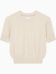 Buy 여성 벌룬 반팔 니트 탑 in color BLUR FLORAL_BLACK