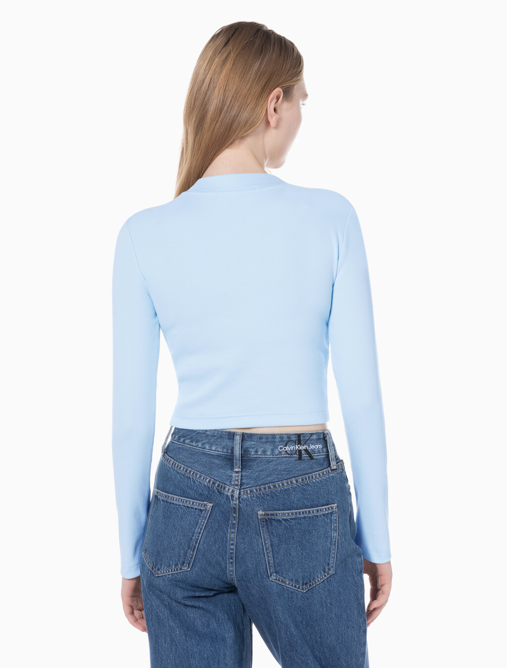 Buy 여성 롱슬리브 모노그램 베이비 티 in color KEEPSAKE BLUE