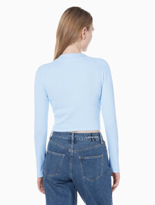 Buy 여성 롱슬리브 모노그램 베이비 티 in color KEEPSAKE BLUE