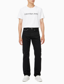 Buy 남성 스탠다드 스트레이트핏 블랙 데님 in color WASHED BLACK LOGO LACE