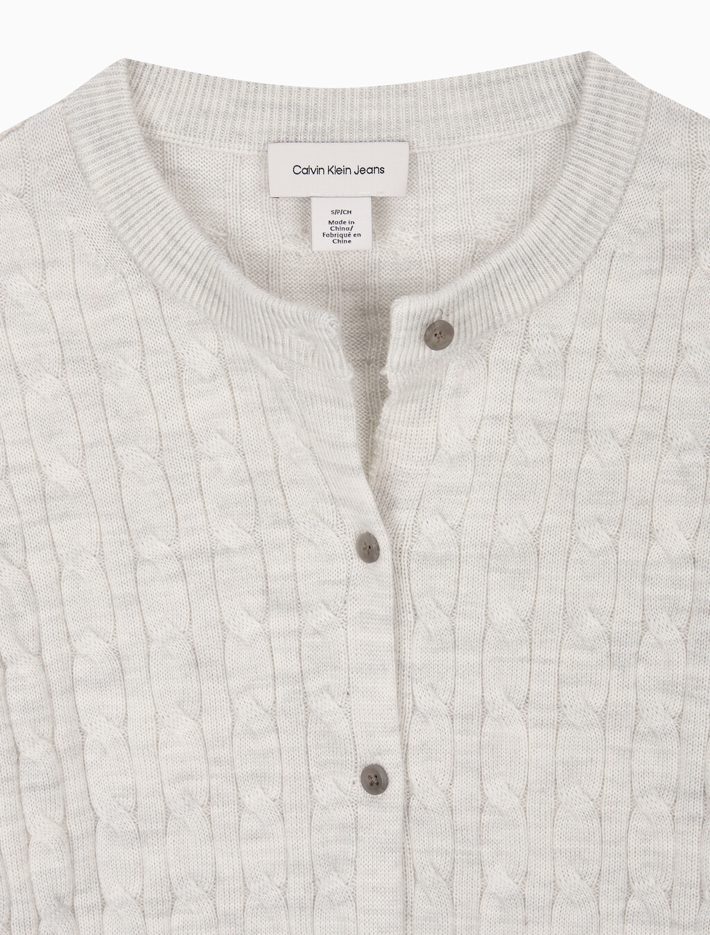 Buy 여성 울 케이블 크루넥 가디건 in color Light Grey