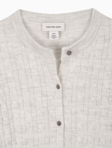 Buy 여성 울 케이블 크루넥 가디건 in color Light Grey