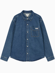Buy 남성 레귤러핏 클래식 하버블루 워시 긴팔 데님 셔츠 in color Light blue