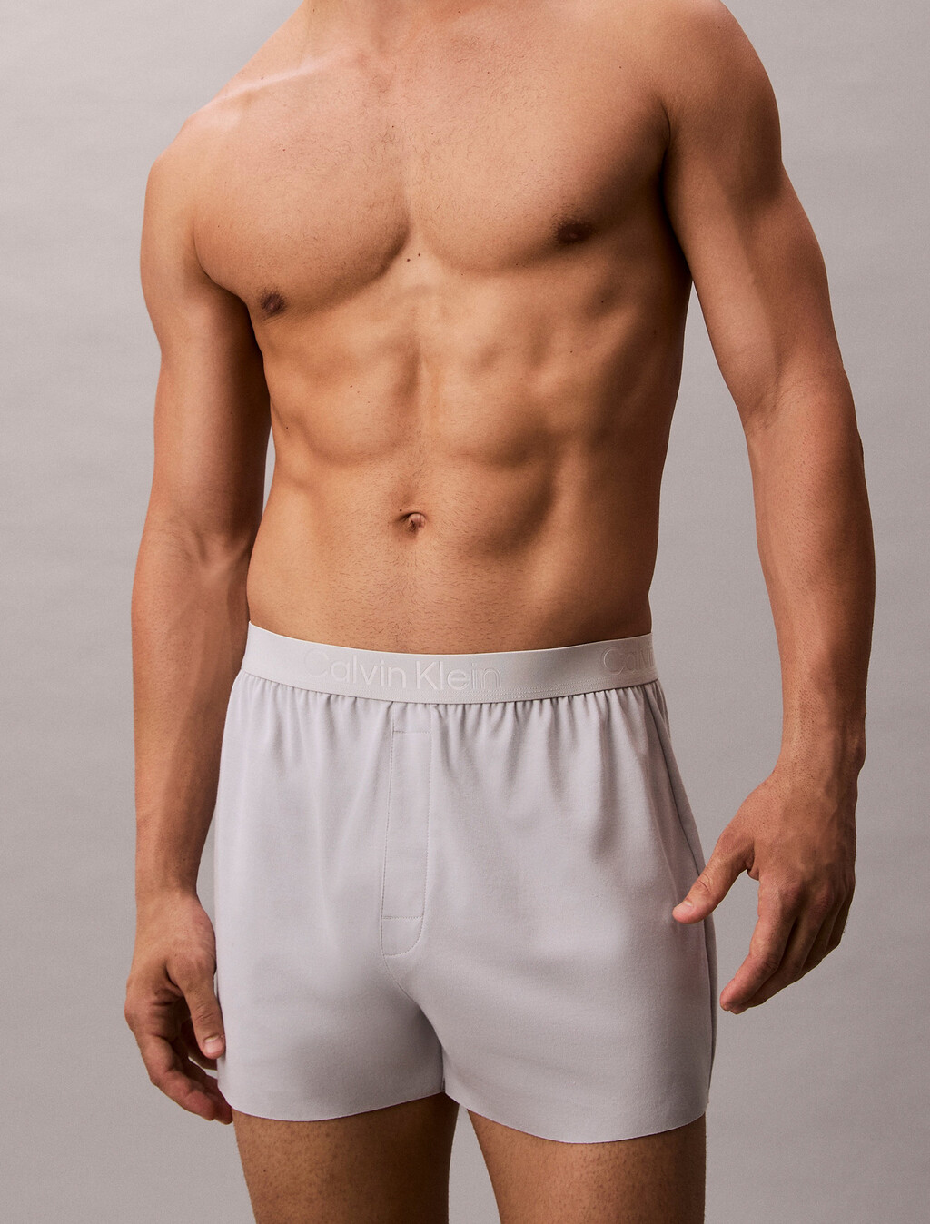 Buy 남성 CK 블랙 슬립 니트 박서 in color HARBOR MIST