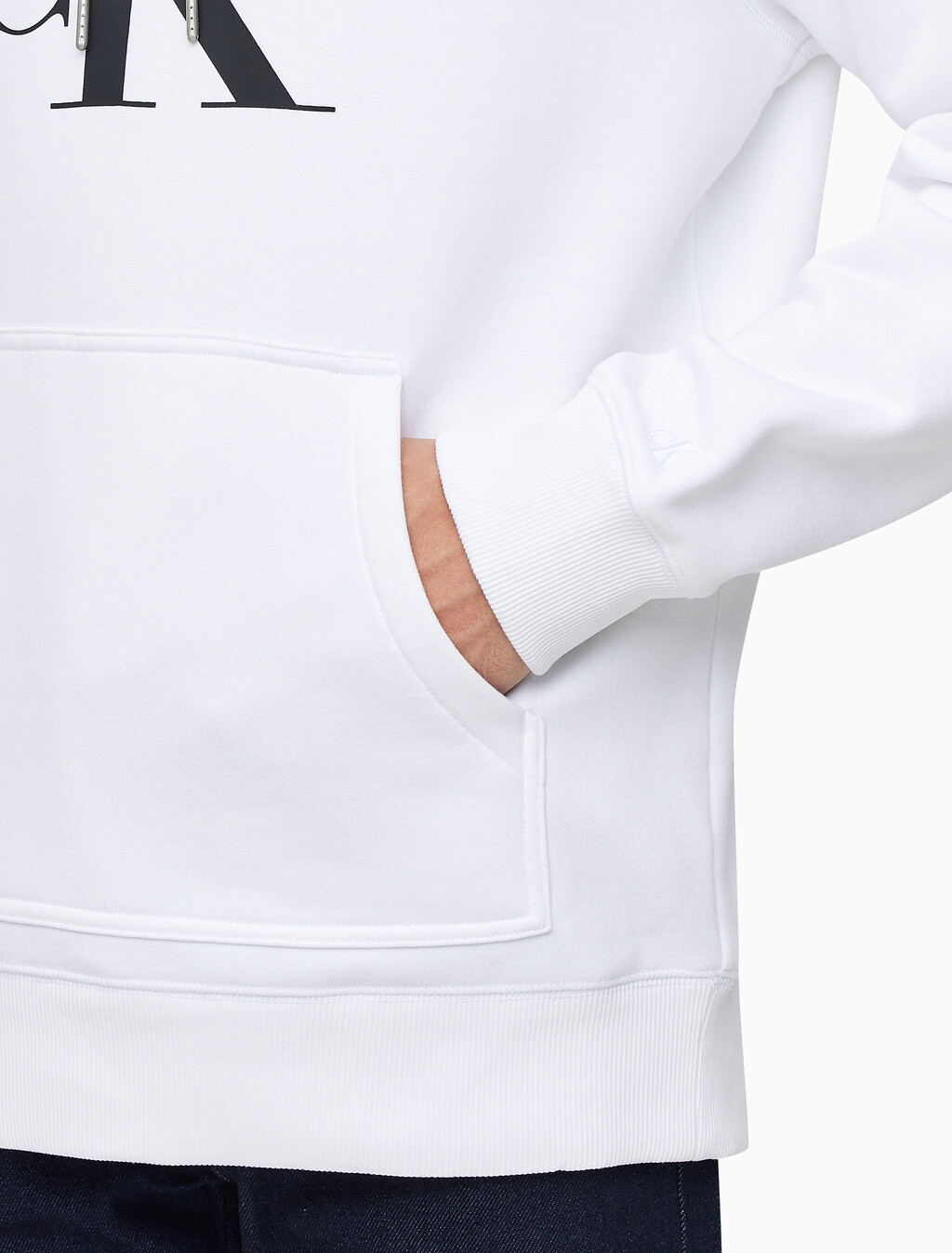 Buy 남성 롱슬리브 릴렉스핏 모노그램 기모후디 in color BRIGHT WHITE